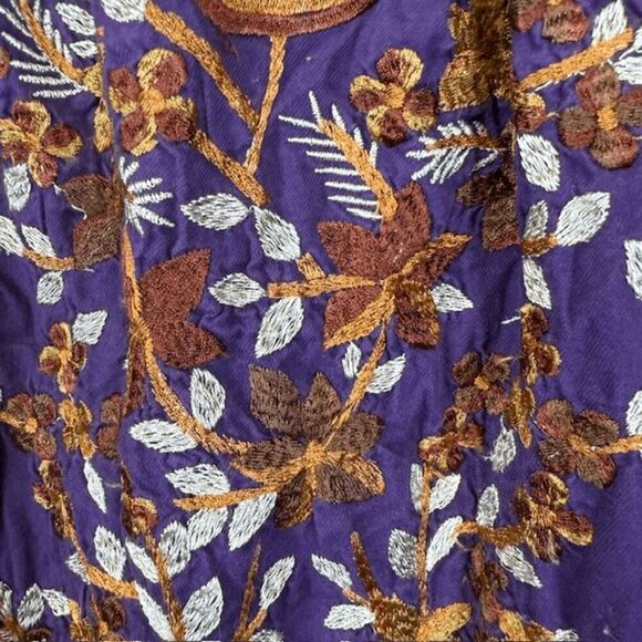 Free People Fleur de Jour Shift Dress Purple Embroidered Off Shoulder Size Small - Picture 4 of 12